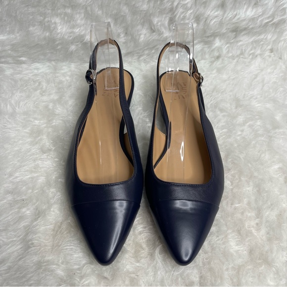 NWOB NATURALIZER BANKS SLINGBACK FRENCH NAVY BLUE LEATHER SIZE 10W - Picture 4 of 13